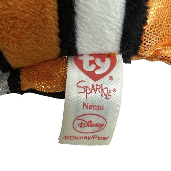 Disney Pixar Nemo Clownfish Finding Nemo Orange Plush TY Sparkle 8 inch Plush - Picture 5 of 7